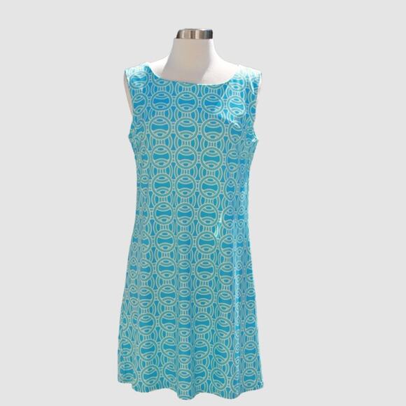 Top It Off Women's Sleeveless Midi Dress Aqua Groovy 60s Style Size M - Picture 3 of 11
